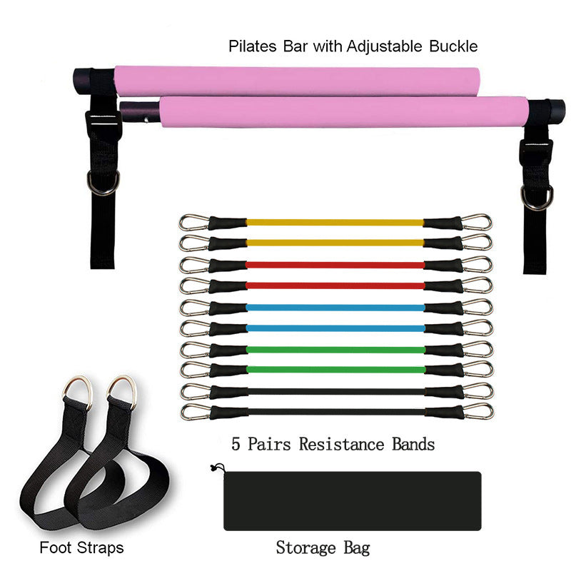 Fitness Yoga Pilates Bar Portable Gym Accessories Sport Elastic Bodybuilding Resistance Bands For Home Trainer Workout Equipment - Bellarte Enchanté Fitness Yoga Pilates Bar Portable Gym Accessories Sport Elastic Bodybuilding Resistance Bands For Home Trainer Workout Equipment